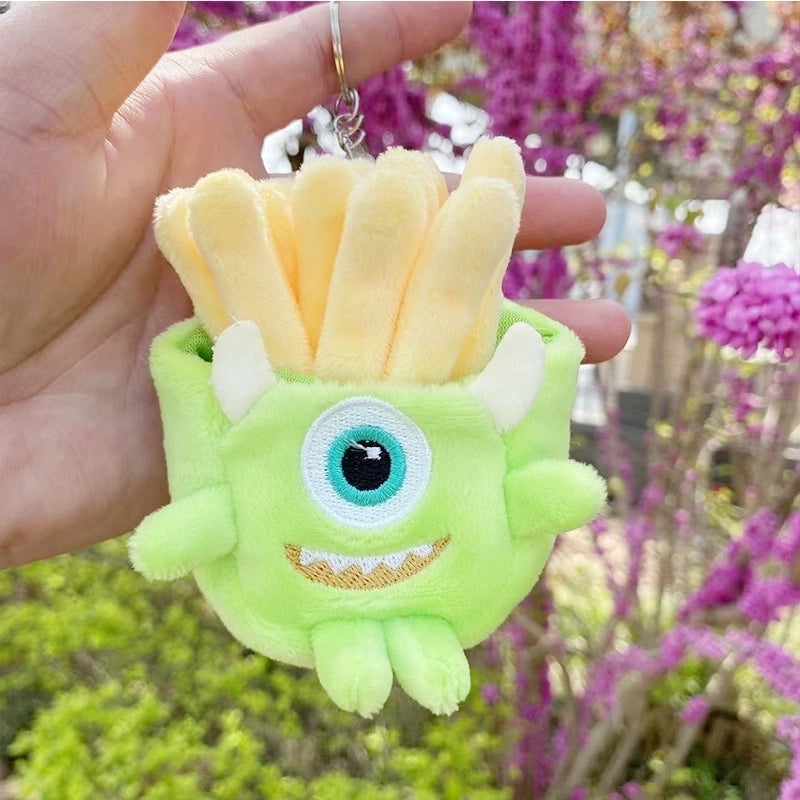 3 Pieces Cute Novelty Toast Hamburger Hot Dog Pp Cotton Plush Unisex Bag Pendant Keychain