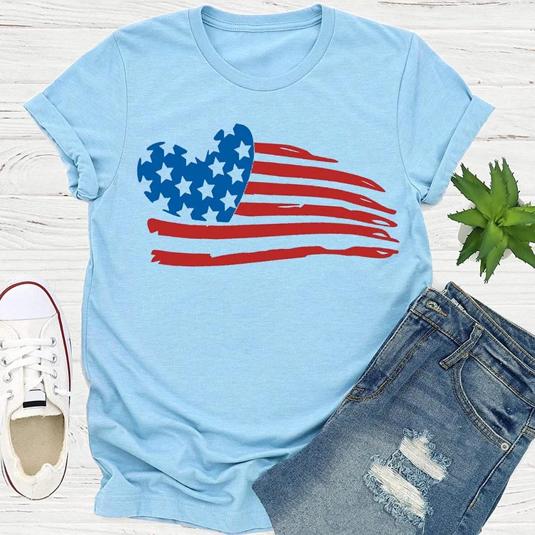 Independence Day Print Flag T-shirt Tee