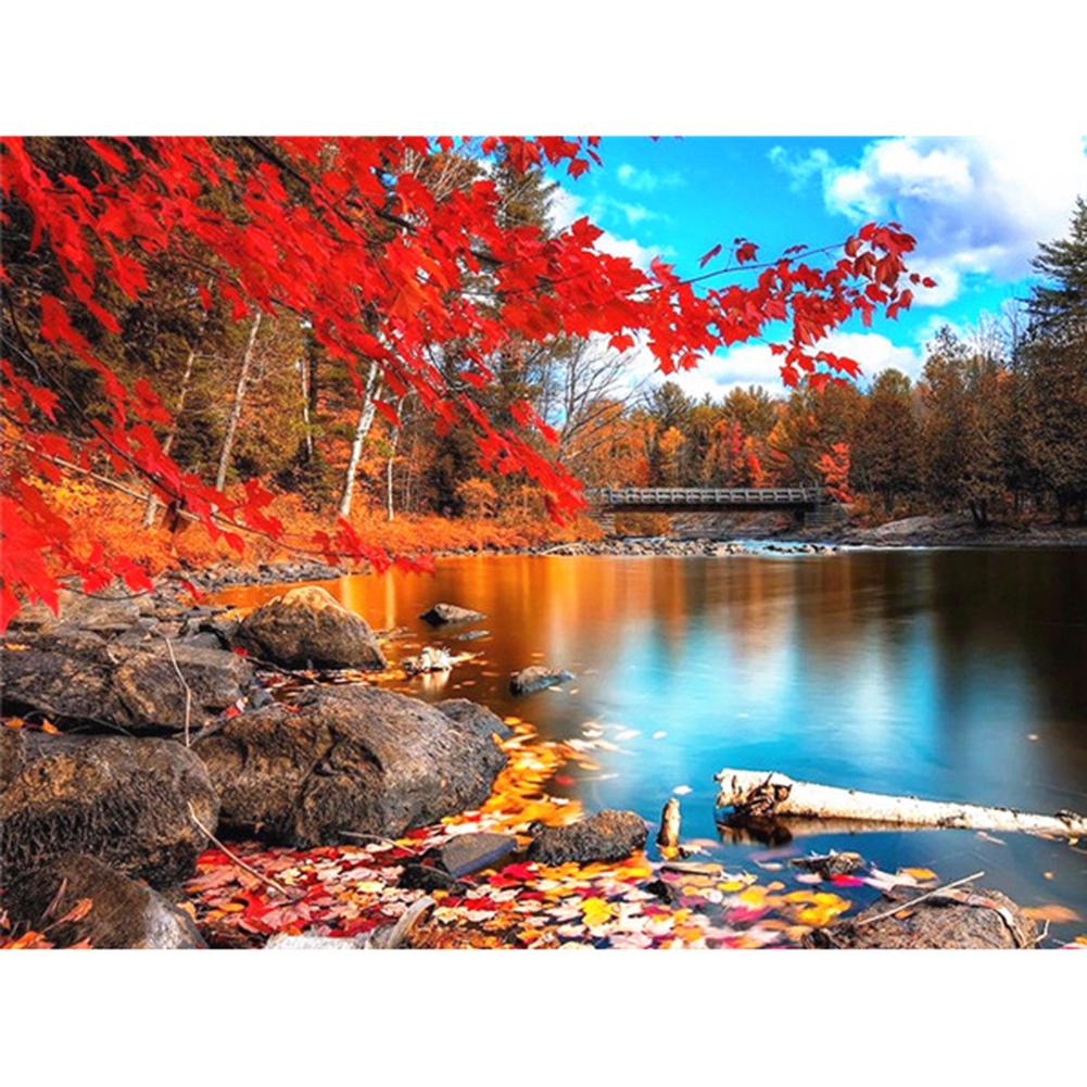 

50*40CM - Square Drill Diamond Painting - Maple Leaf Scenery, 501 Original
