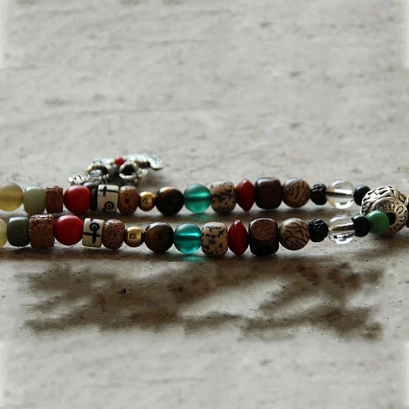 Tibet 108 Mala Beads Nine Palaces Bagua Bodhi Seed Yak Bone Vajra Harmony Bracelet