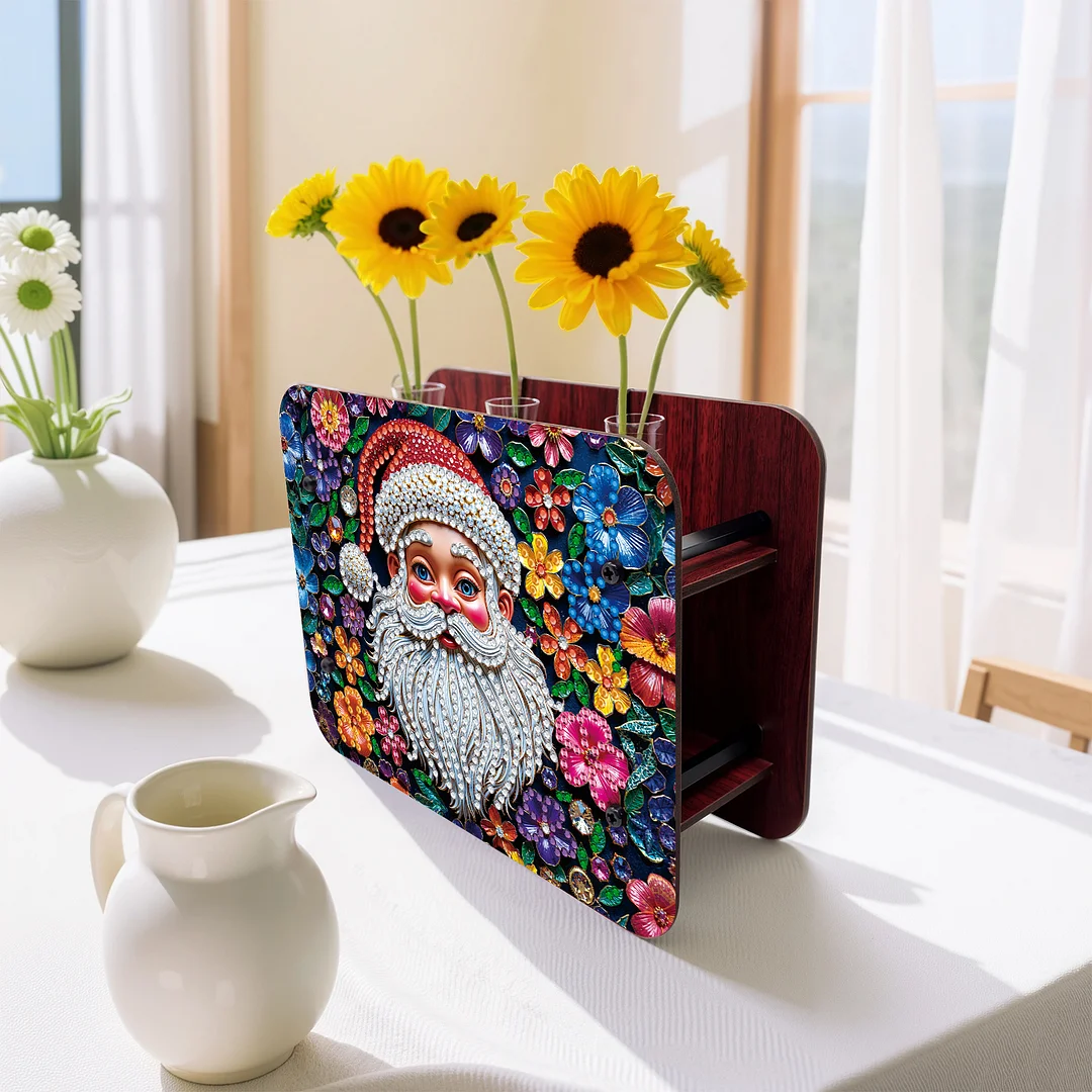 Santa Claus DIY Diamond Painting Wooden Tube Vase for Adults Gift Home Decor