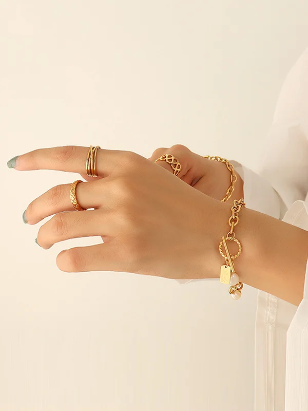 Leisure Fashion Simple Geometric Pearl Alloy Bracelet Accessories