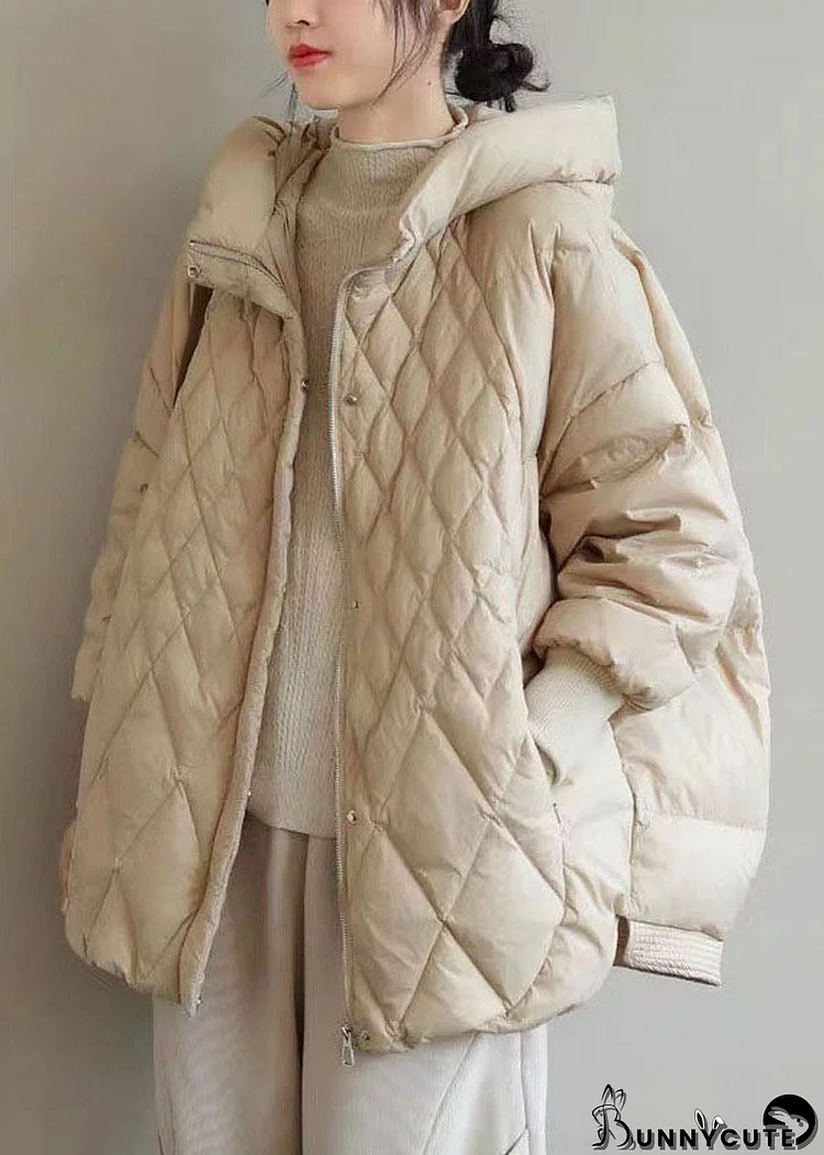 Beautiful Khaki Zip Up Casual Duck Down Winter down coat