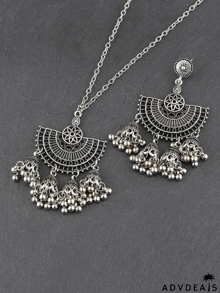 Jhumka Pendant Necklace & Drop Earrings