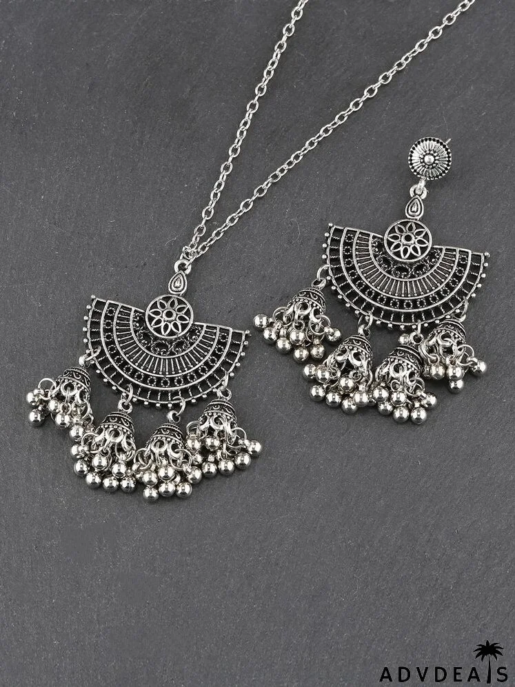 Jhumka Pendant Necklace & Drop Earrings