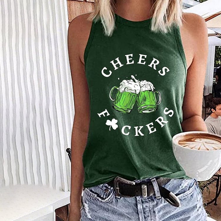 Women's St. Patrick's Cheers Clover Printed Tank Top