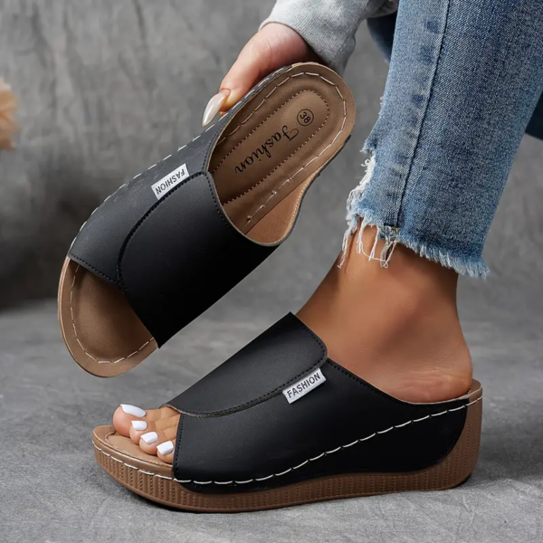 Comfortable Arch Support Slides – Women’s Solid Color Sandals – Breathable