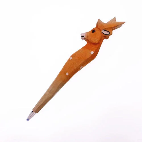 Wood Carved  Animal Pen Student Creativity Stationery Wood-Carving Pen Gift