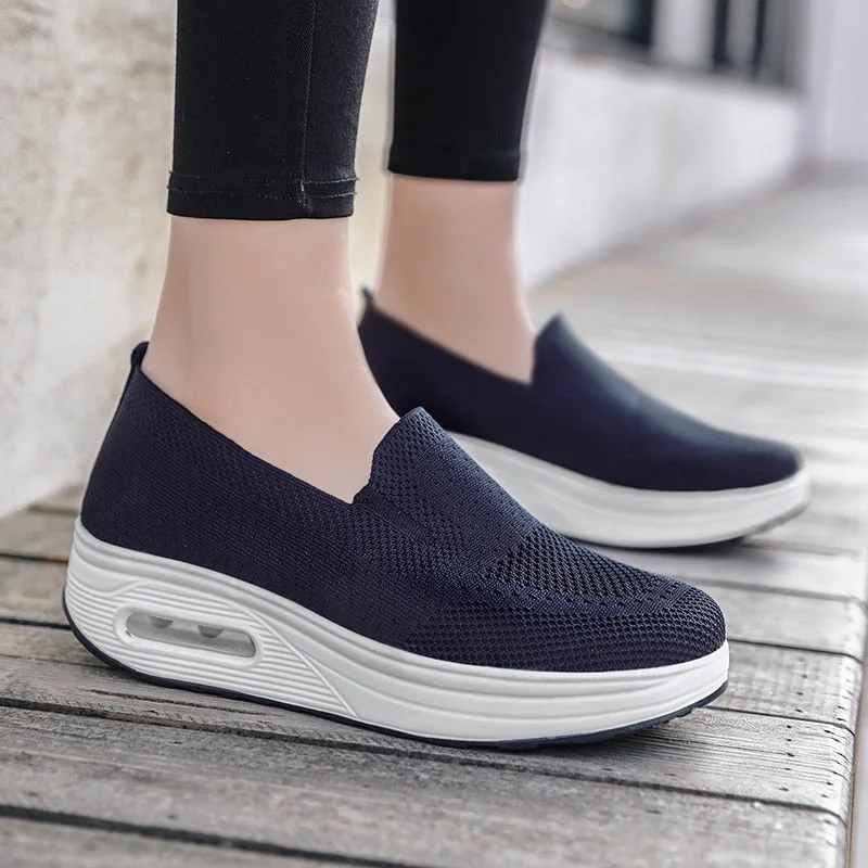 Spring Autumn Women's Swing Shoes Mesh Woman Loafers Flat Platforms Female Shoe Wedges Ladies Shoes Height Increasing Sneakers