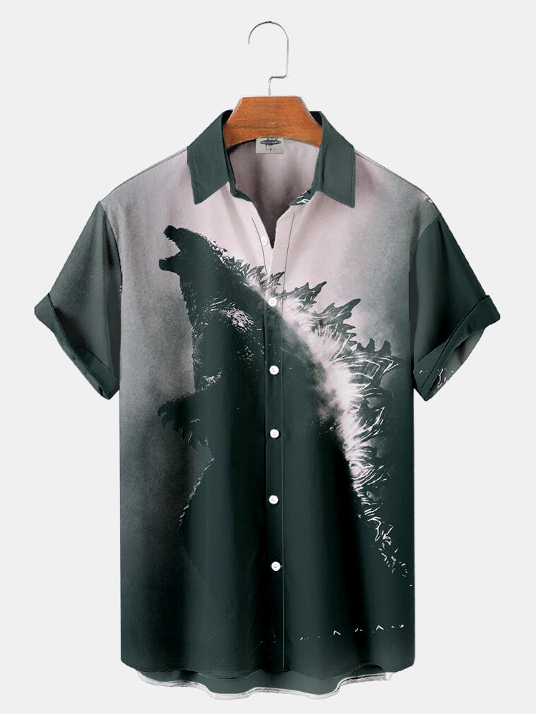 Men's Classic Monster Print Shirt PLUSCLOTHESMAN