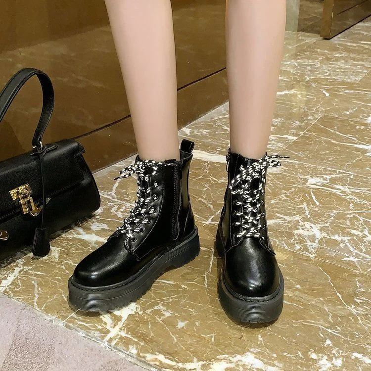 Women Ankle Boots Fashion Platform Warm Winter Shoes Woman Thick Bottom Office Lady Casual Daily Footwear Size 35-39
