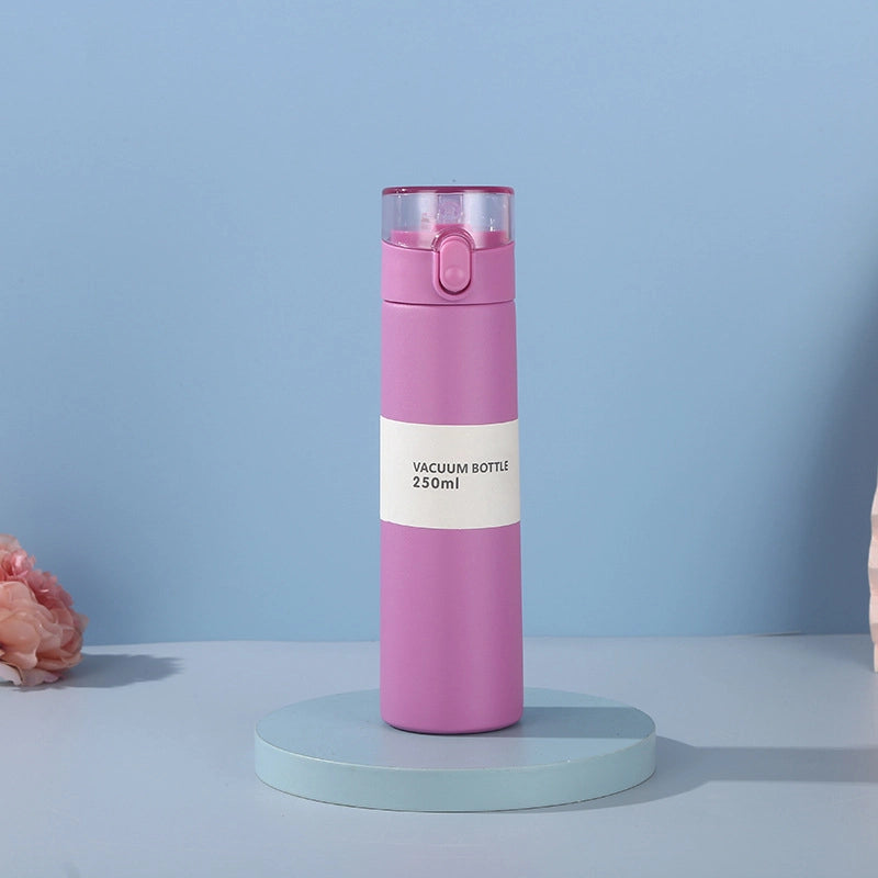 Straw Mini Pocket Cup 304 Stainless Steel Children’s Thermos Cup Cute Portable Straight Body Bounce Cover Water Cup