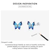 Blue Enamel Butterfly Earrings  925 Sterling Silver 