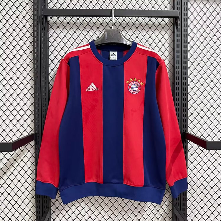 2026-27 Bayern Munich Red and Blue Spliced ​​Long-Sleeved Thick Sweatshirt
