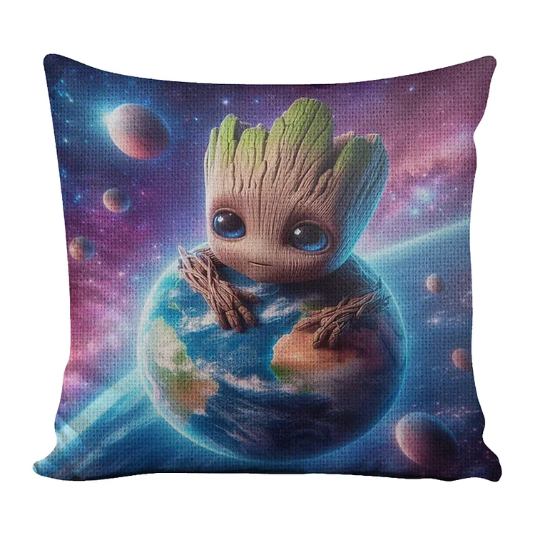 11CT Cotton Planet Groot Cross Stitch Handicraft Embroidery Pillowcase 45x45cm gbfke