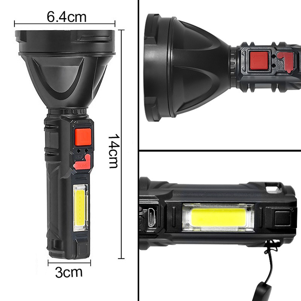 USB Rechargeable LED COB Flashlight Waterproof Portable Torch Searchlight от Cesdeals WW