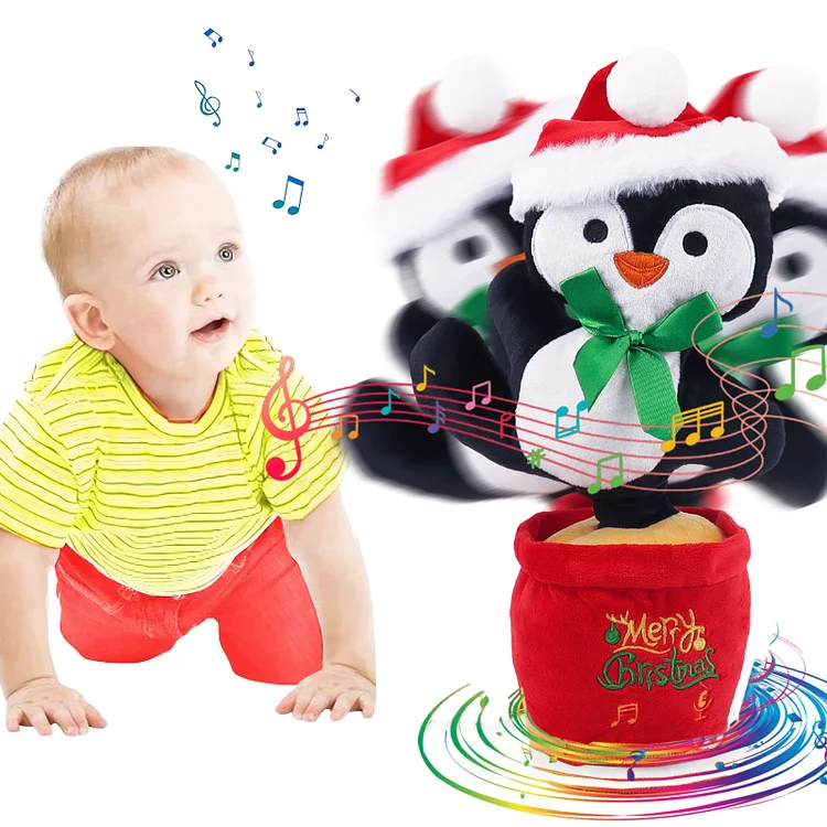 DAKIMOE Dancing Talking Penguin Baby Toys Christmas Birthdays Gift for Baby Boys and Girls, Singing Mimicking Recording Repeating What You Say Penguin Baby Plush Toy Kids Musical Toys