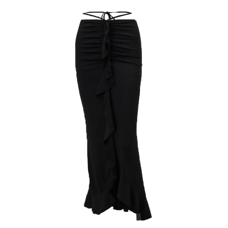Uveng Uveng Wish New Fashion French Temperament Low Waist Pressure Pleated Flounce Skirt Woman