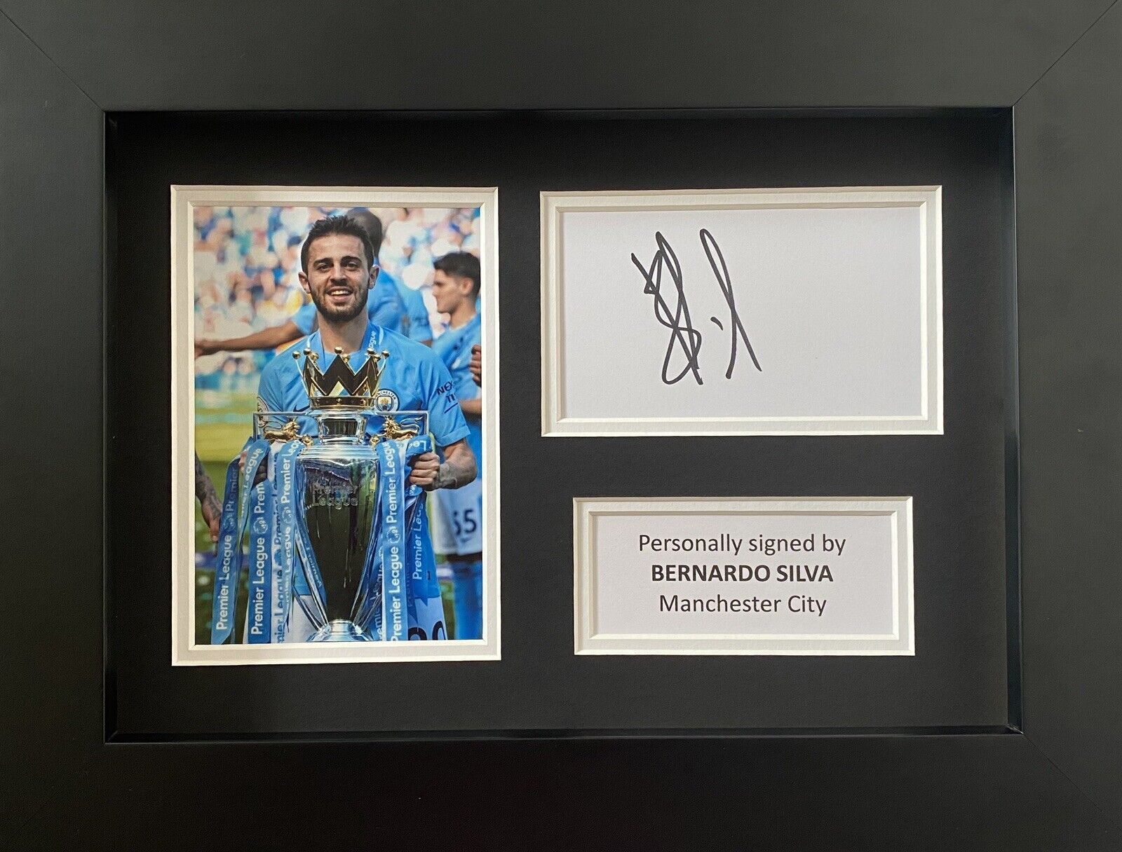 Bernardo Silva Hand Signed White Card In A4 Manchester City Frame Display