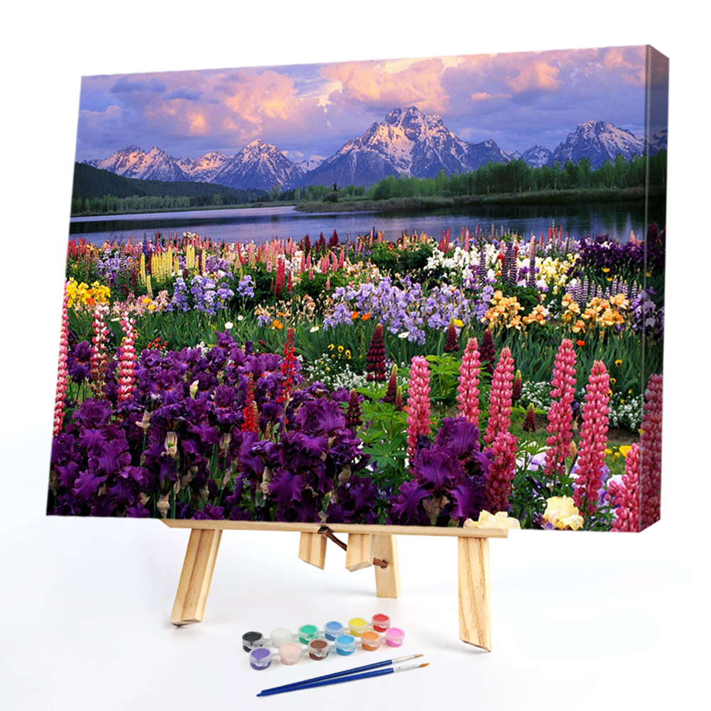 

40*50CM Paint By Numbers-Mountain Sea Flowers, 501 Original