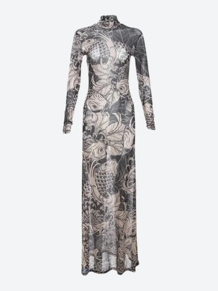 Brownm Tattoo Maxi Dress