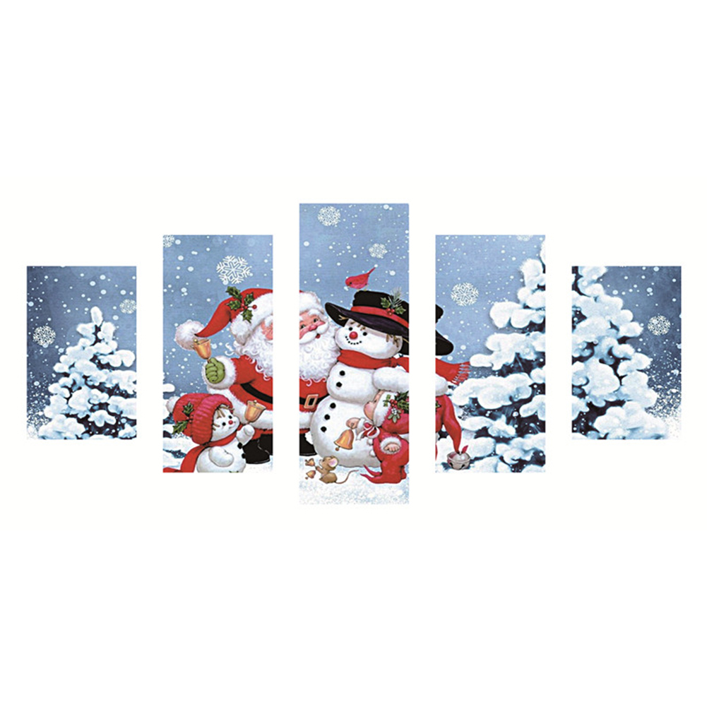 

80*40CM - Multi-picture Round Drill Diamond Painting - 5pcs Snowman, 501 Original