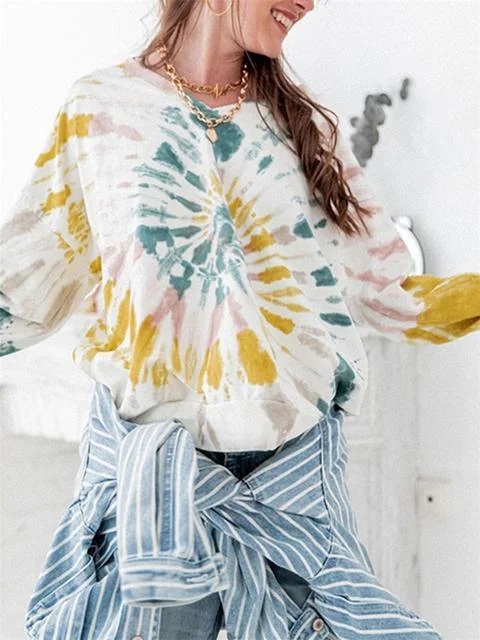 Tie-dye Print Round Neck Sweatshirt