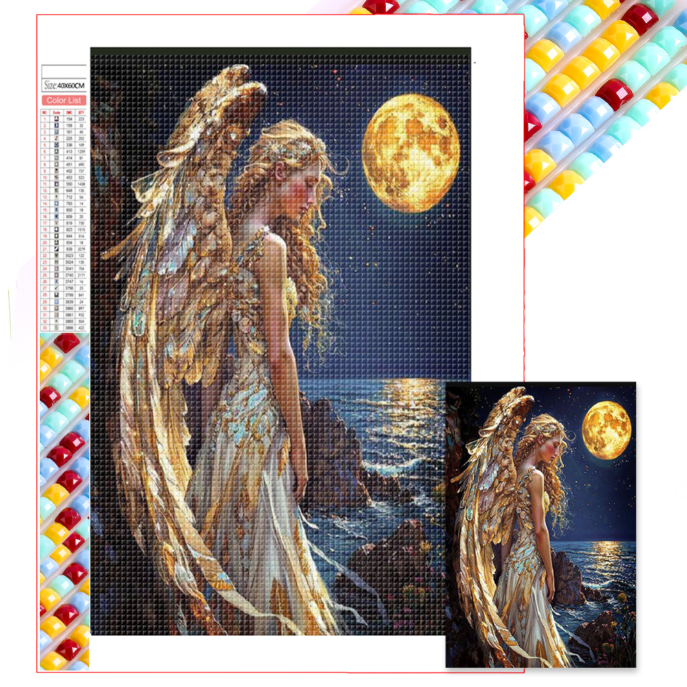 Angel Under The Moon 40*60cm(picture) full square drill diamond painting