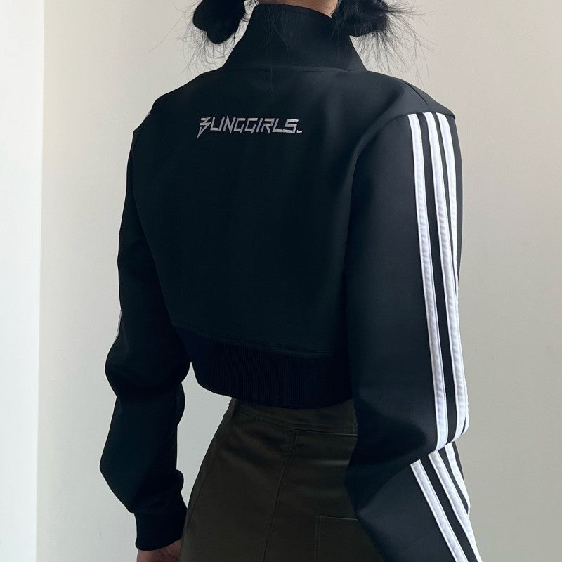 OLCooL 2024 Fall Fashion Side Stripe Zip Up Cropped Jacket olcool