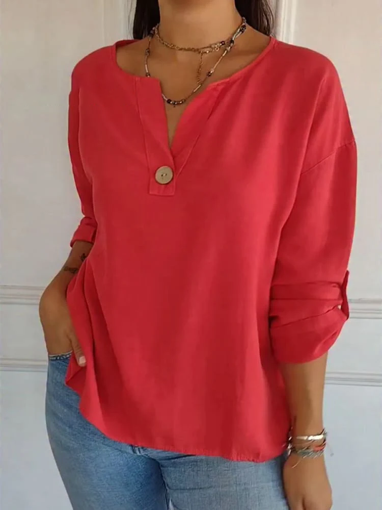 Womens Casual Cotton Linen Shirt