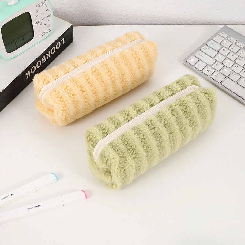 Solid Color Plush School Korean Style Pencil Case