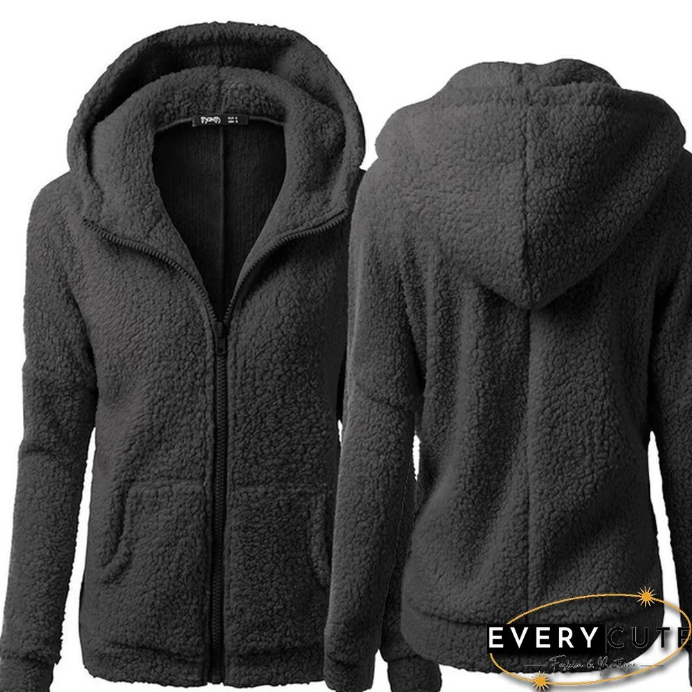 Women's Fashion Hooded Sweater Jacket Female Coat Women Casual Hoodie Coat Add Wool Sweatshirts