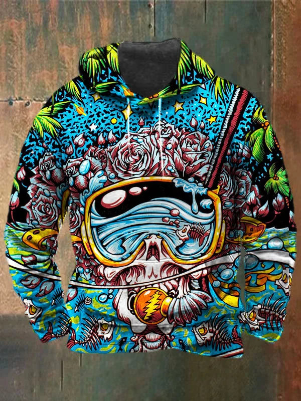 Unisex Skull Print Heavyweight Hoodies