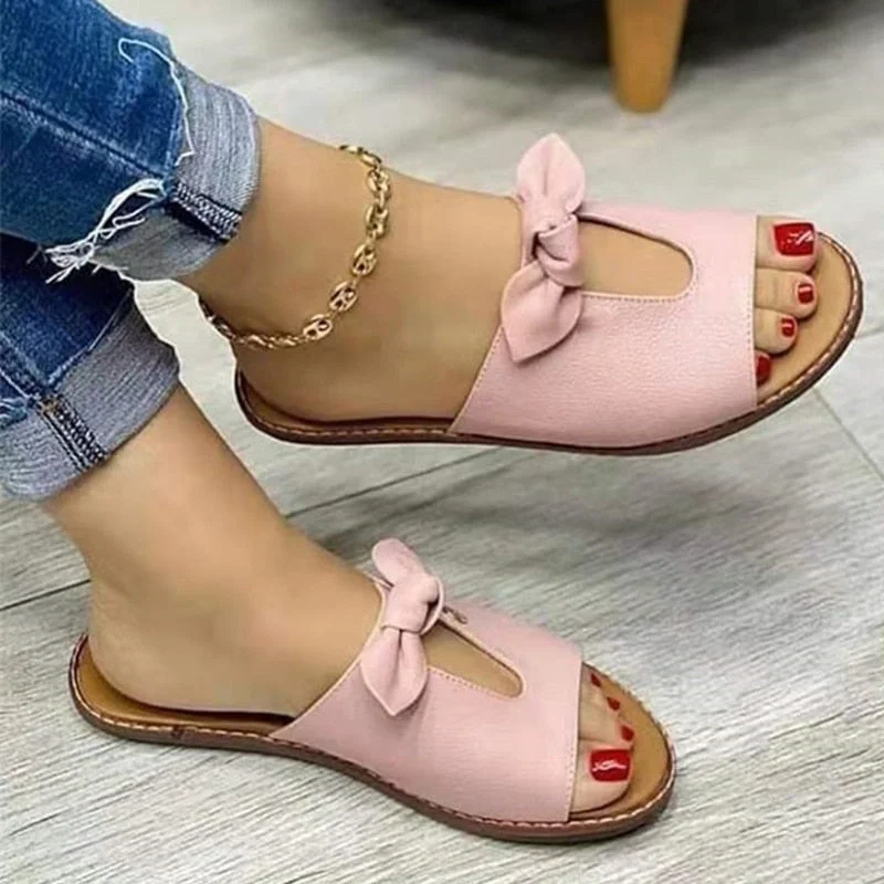 Fashion Women Sandals Shoes Open Toe Sandals Women Butterfly-Knot Women'S Shoes Soft Shoes For Women Slip On Shoes Woman Slipper
