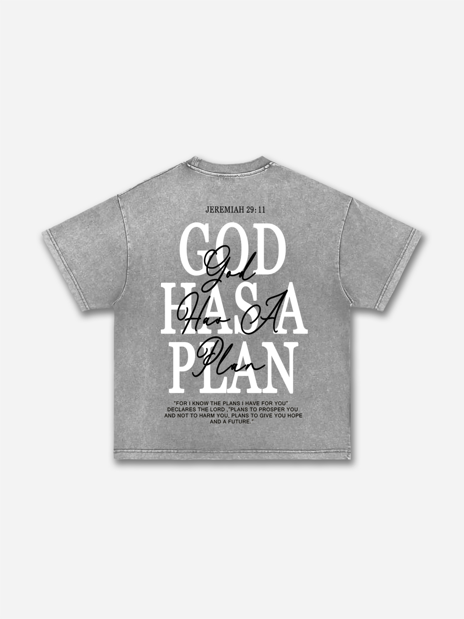 God Has A Plan Jeremiah 29:11 Graphic Acid Washed T-shirt elevenforest