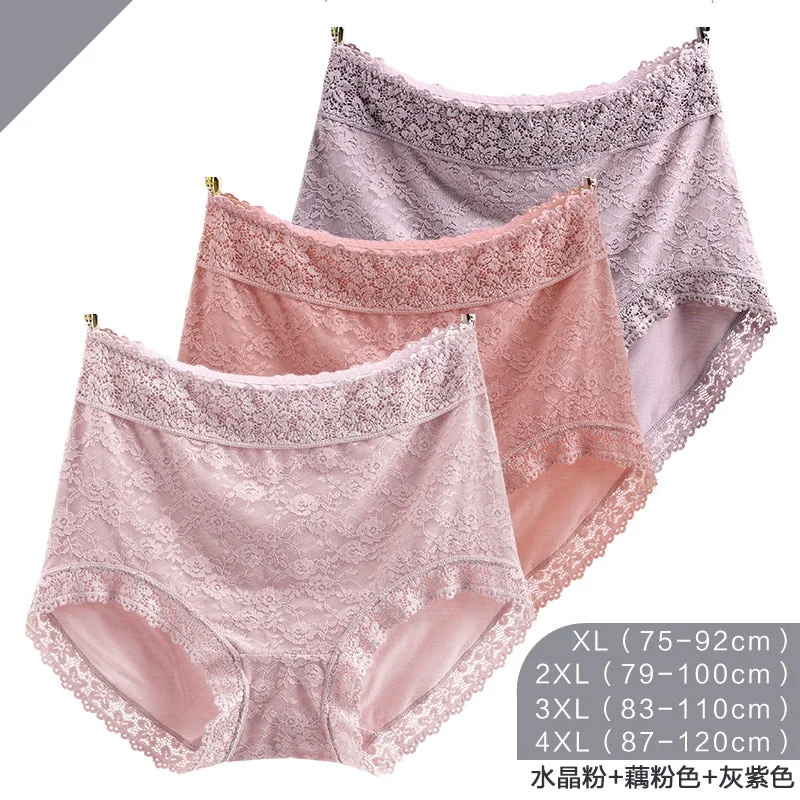 Plus Size Underwear Panties High Fit Sexy Lace High Waist  Women Butt Lifting Slimming Large Size Panties Lady Tummy Control Big