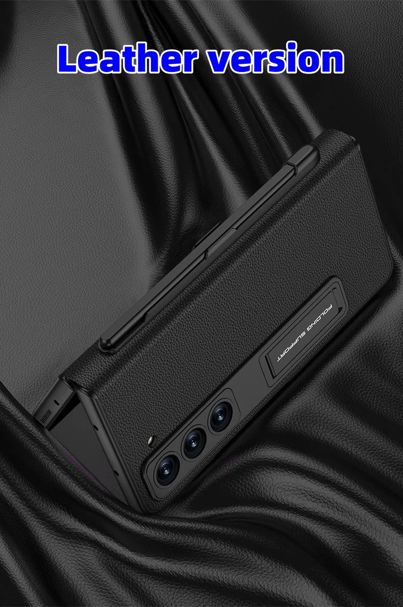 Samsung Galaxy ZFold series pen tray flip cover plain leather holder mobile phone case