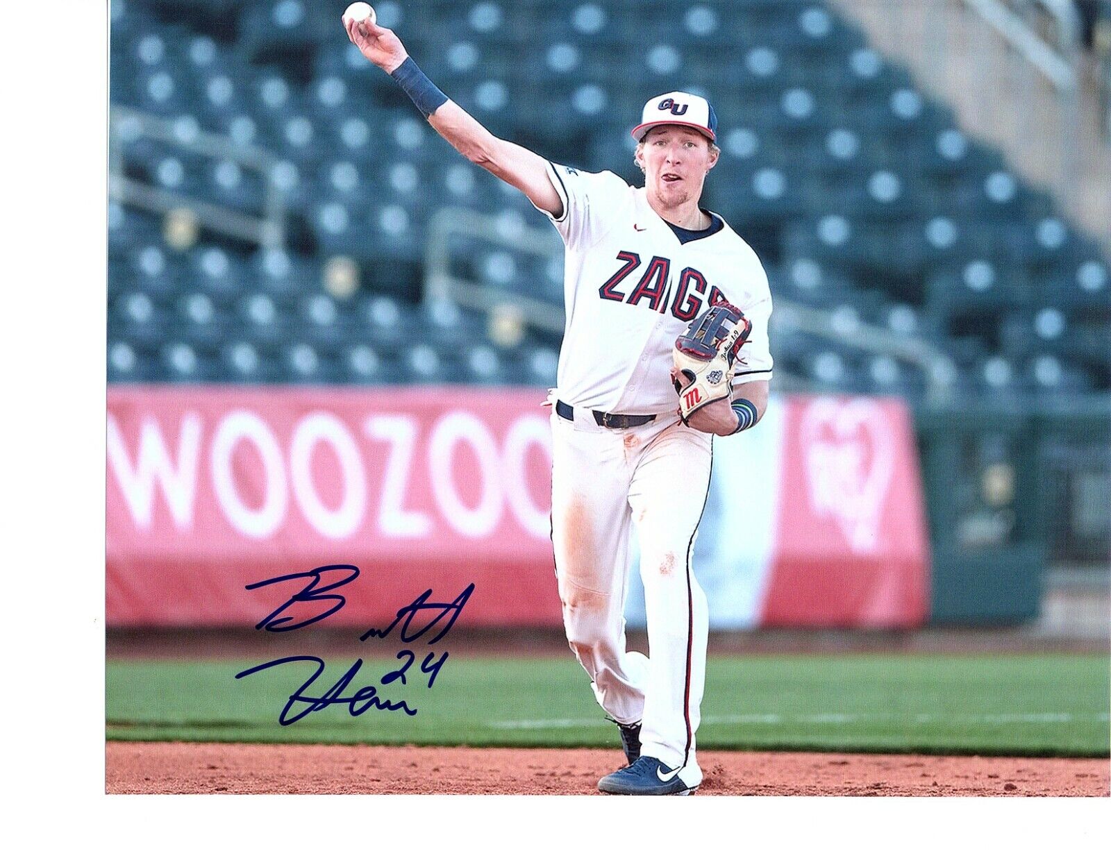 Brett Harris Oakland A's prospect autograph signed 8x10 baseball Photo Poster painting Gonzaga