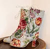 Flower Brocade Boots Baroque Boots Rococo Boots Ankle Lace up Boots Victorian Boots Floral Boots Bridal Boots Retro Boots 1900 shoes Fashion