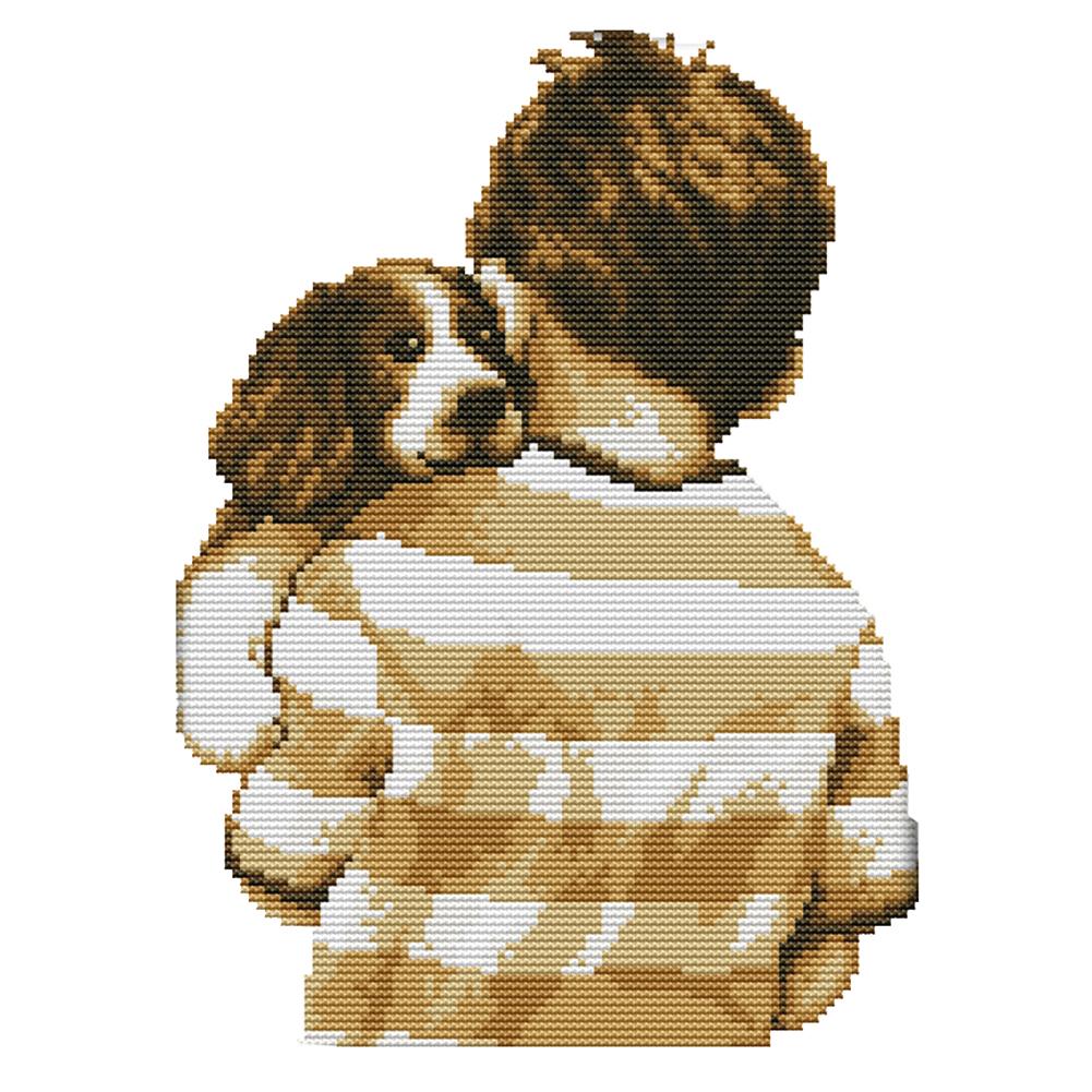 

Dog And Owner - 14CT Stamped Cross Stitch - 38*48CM, 501 Original