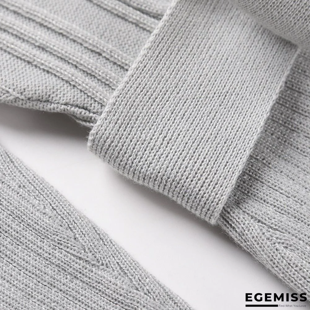 Bubble Long Sleeve Knitted Skirt Medium Long Wool Dress Black Dresses | EGEMISS