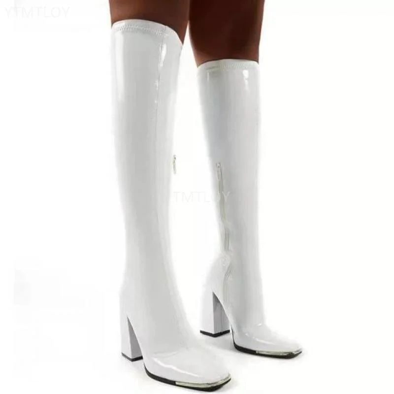 New Arrival Women Platform Thigh Boots Pink Black Party Shoes Plus Size Patent Leather Ytmtloy Knee High Botines De Mujer Sexy