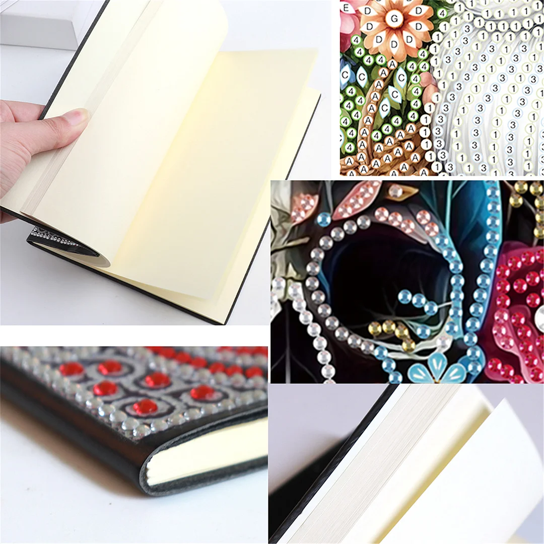 2pcs Girl Partial DIY 50 Pages A5 Diamond Painting Notebook for Study Drawing