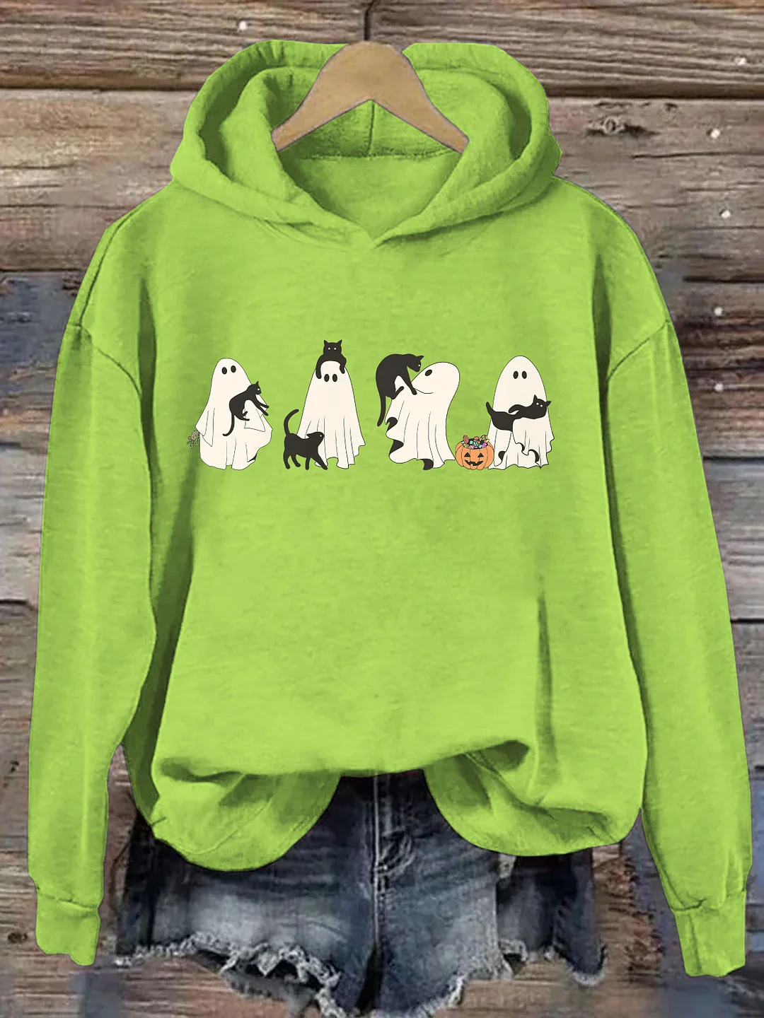Halloween Black Cat & Ghost Hoodie