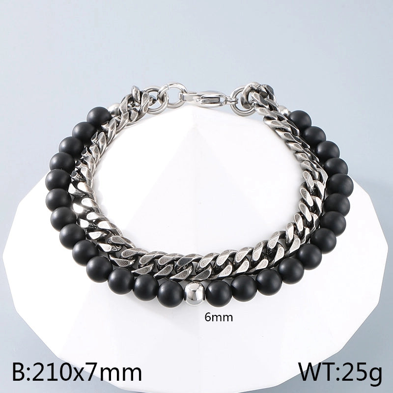 Minimalist Round 304 Stainless Steel Beaded Chain Cuban Link Chain Curb Chain Bracelets In Bulk