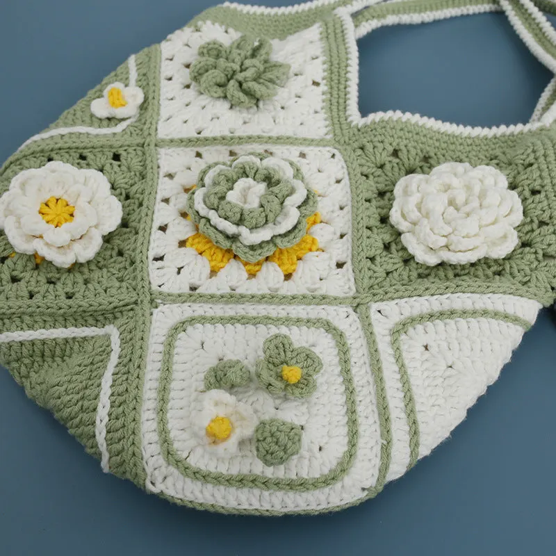 Green Granny Crochet Square Shoulder Bag