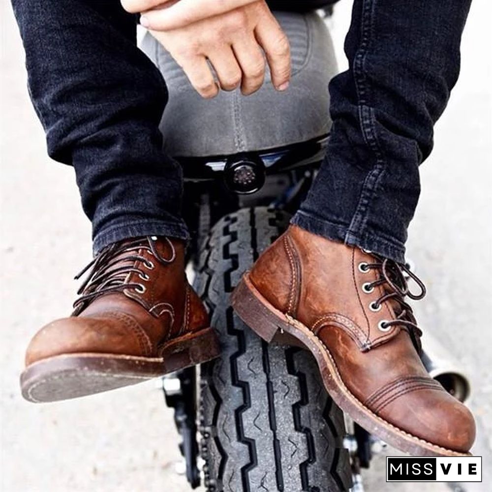 Men Vintage Genuine Leather Ankle Boots