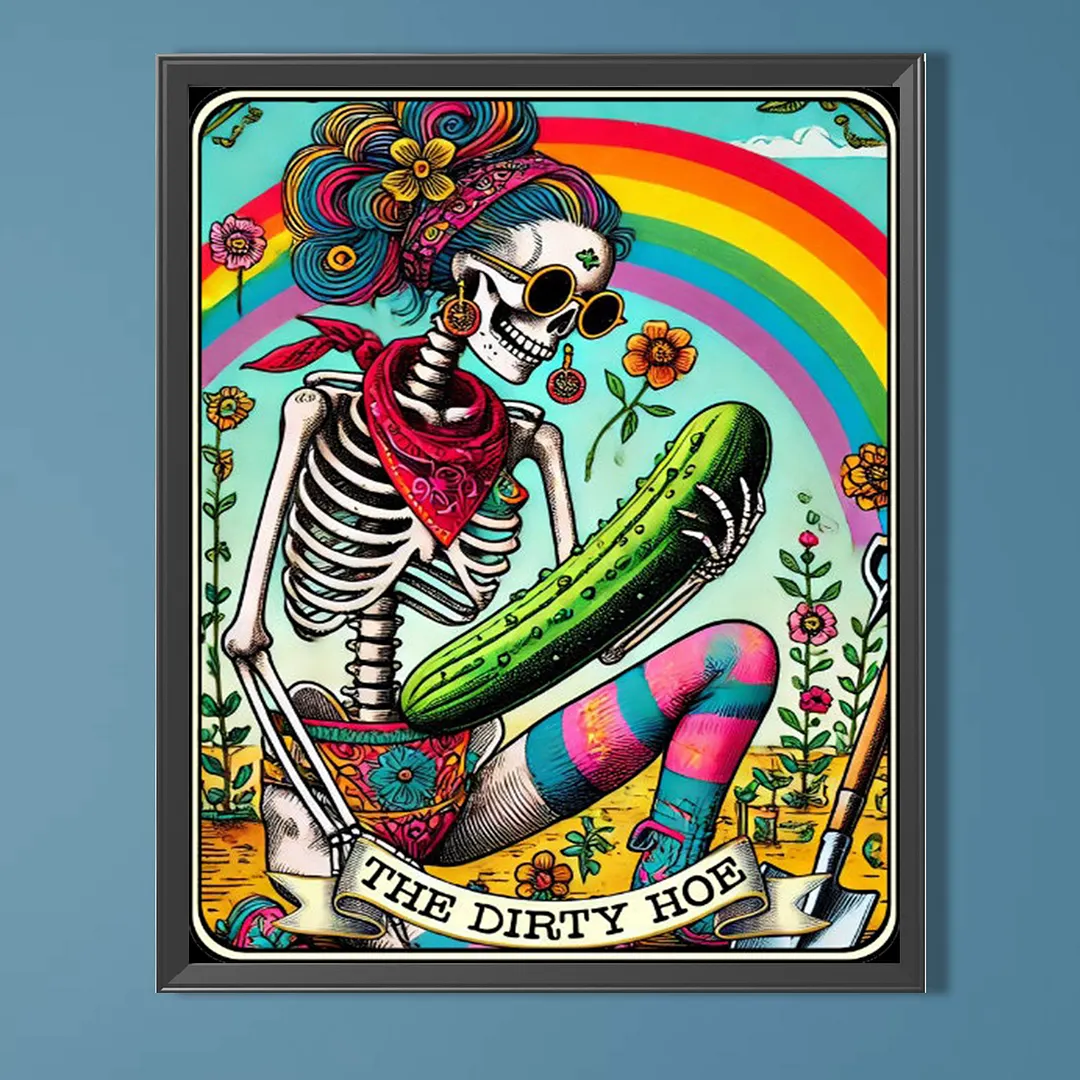 Skulls and Rainbows Tarot Cards DIY 5D Round Full Drill Diamond Painting Gem Art Kits for Adults/Beginners Gift Idea Home Wall Decor Diamond Dots Paintings Picture Arts Craft 15.75x19.69Inch