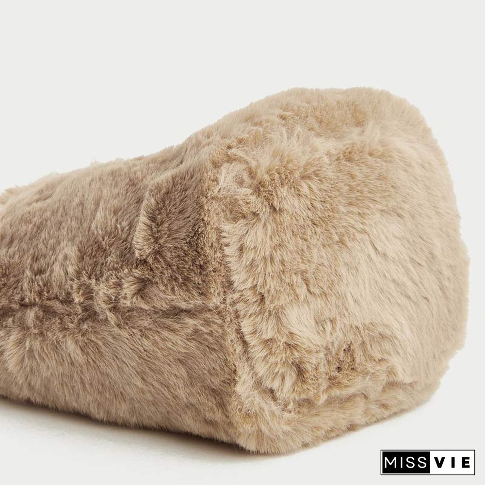 Letter Print Furry Crossbody Bag