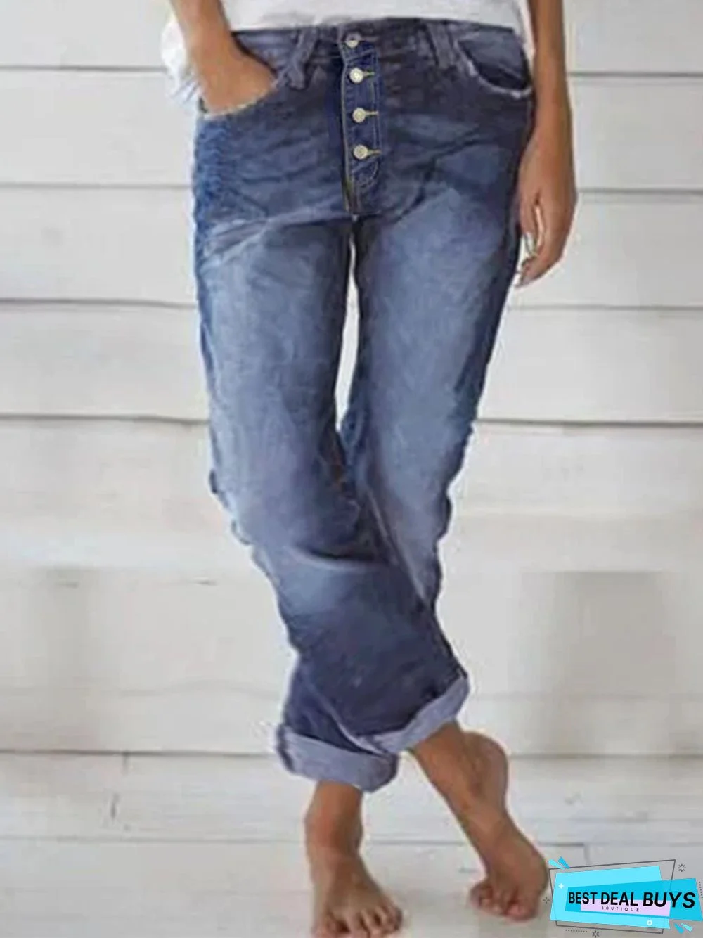 Black Casual Drawstring Pockets Stretchy Jeans